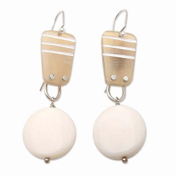 Alternate image for Handmade Horn and Bone Dangle Earrings from Bali Moonlight Bliss