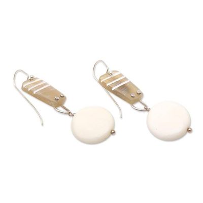 Alternate image for Handmade Horn and Bone Dangle Earrings from Bali Moonlight Bliss