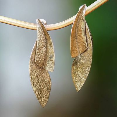 Primary image for Abstract Brass Drop Earrings with Stainless Steel Posts Abstract Peaks