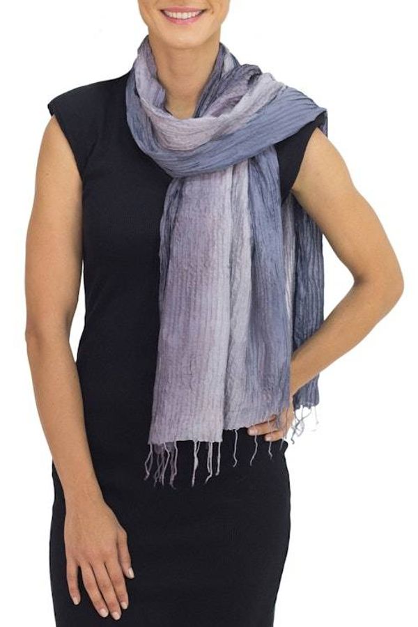 Alternate image for Hand-dyed Silk Scarf from Thailand Gray Transitions