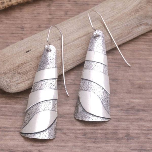 Alternate image for Modern Sterling Silver Dangle Earrings from Bali Modern Sand