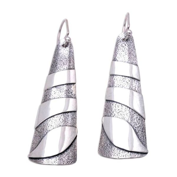 Alternate image for Modern Sterling Silver Dangle Earrings from Bali Modern Sand