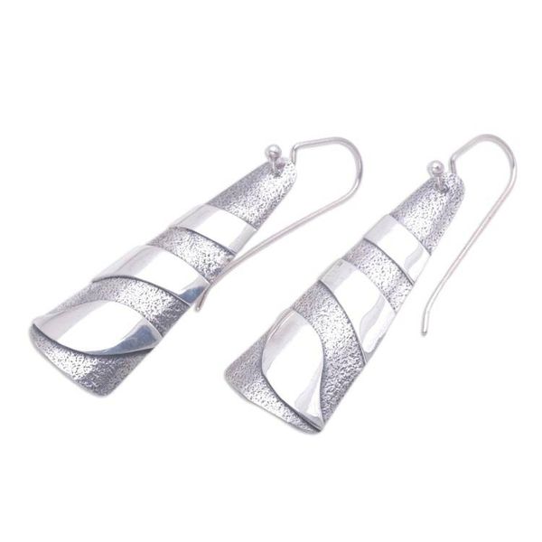 Alternate image for Modern Sterling Silver Dangle Earrings from Bali Modern Sand