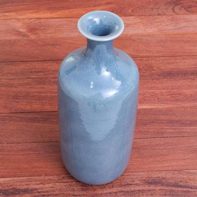 Alternate image for Handmade Celadon Ceramic Vase from Thailand Truest Blue