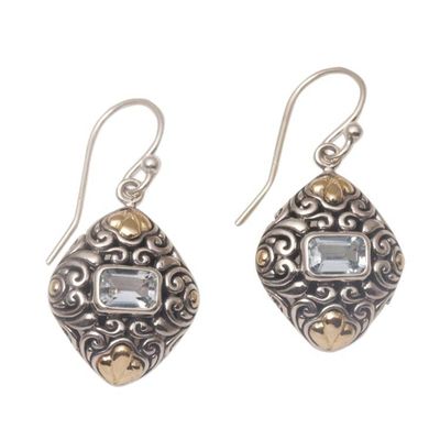 Primary image for Gold-Accented Blue Topaz Swirling Dangle Earrings from Bali Shimmering Vines