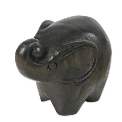 Alternate image for Handmade Raintree Wood Elephant Figurine from Thailand Little Kluay