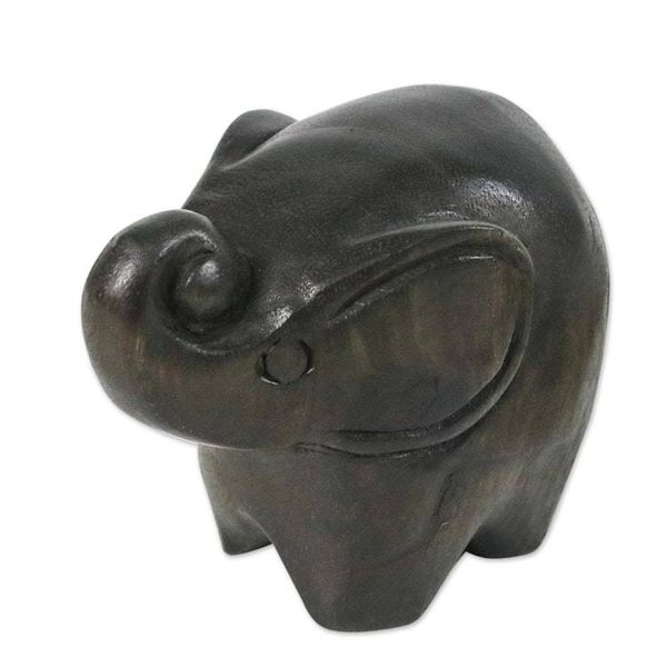 Alternate image for Handmade Raintree Wood Elephant Figurine from Thailand Little Kluay
