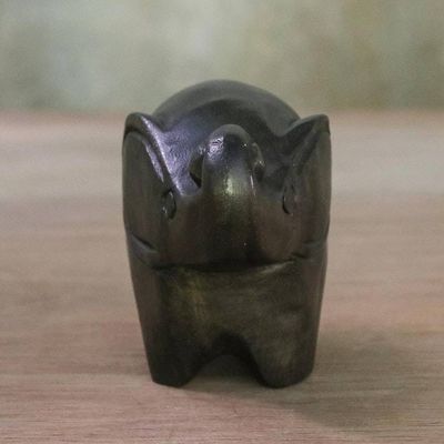 Alternate image for Handmade Raintree Wood Elephant Figurine from Thailand Little Kluay