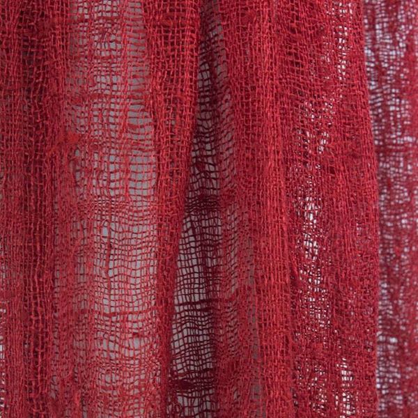 Alternate image for Coarse Textured Red Silk Scarf Handwoven in Thailand Summer Ruby