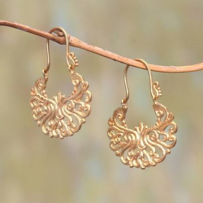 Primary image for Round Gold Plated Brass Drop Earrings from Bali Alam Happiness