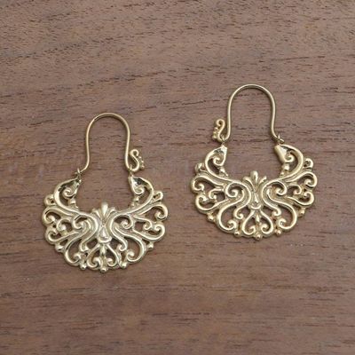 Alternate image for Round Gold Plated Brass Drop Earrings from Bali Alam Happiness