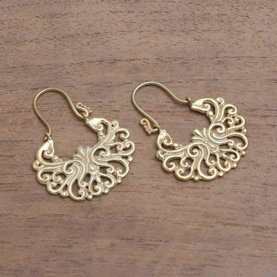 Alternate image for Round Gold Plated Brass Drop Earrings from Bali Alam Happiness