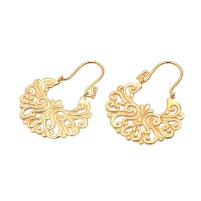 Alternate image for Round Gold Plated Brass Drop Earrings from Bali Alam Happiness