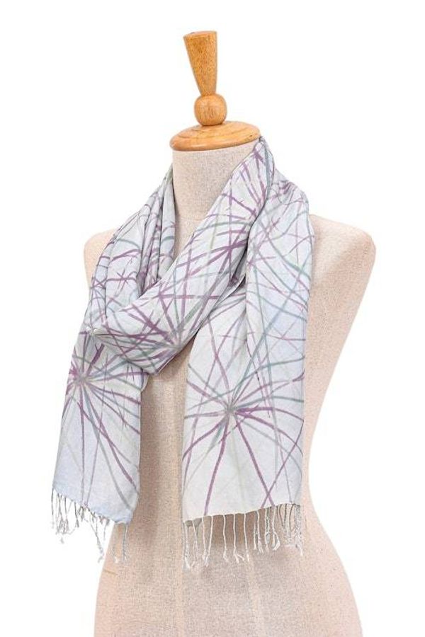 Alternate image for Hand-Crafted Thai Silk Scarf Firework Festival in Blue