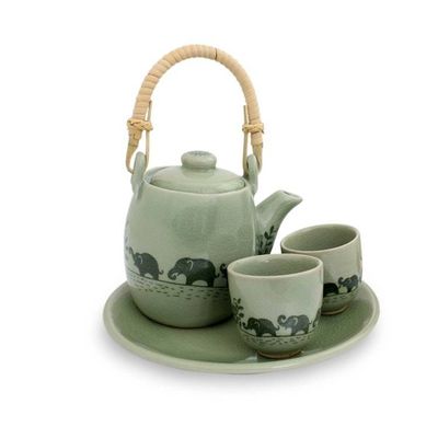 Alternate image for Thai Celadon Elephant Theme Tea Set for Two Elephant Parade