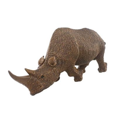 Alternate image for Hand Carved Thai Raintree Wood Realistic Rhino Sculpture Majestic Rhino