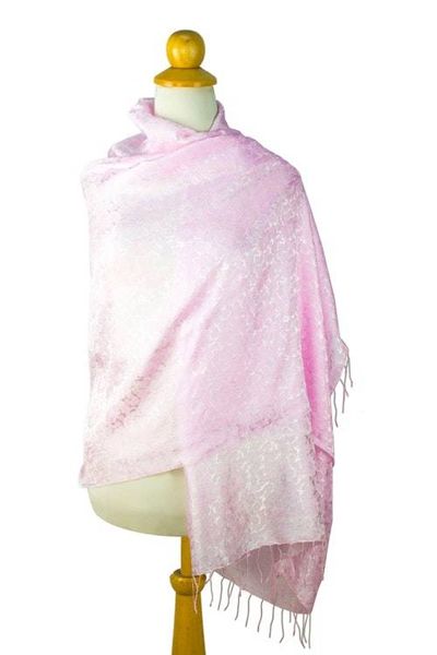 Alternate image for Pink Floral Damask Shawl Mandarin Pink