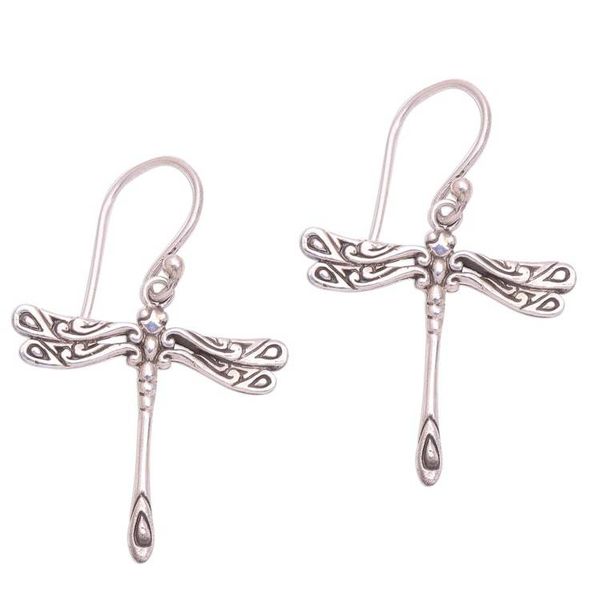 Alternate image for Handcrafted Sterling Silver Dragonfly Wings Dangle Earrings Elegance of the Dragonflies