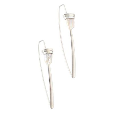 Alternate image for Handmade Cultured Biwa Pearl Drop Earrings Peach Ocean