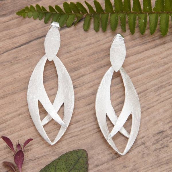 Alternate image for Modern Leafy Sterling Silver Dangle Earrings Platycerium