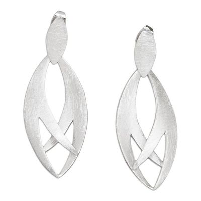 Alternate image for Modern Leafy Sterling Silver Dangle Earrings Platycerium