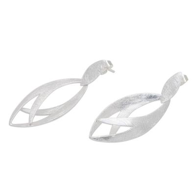 Alternate image for Modern Leafy Sterling Silver Dangle Earrings Platycerium