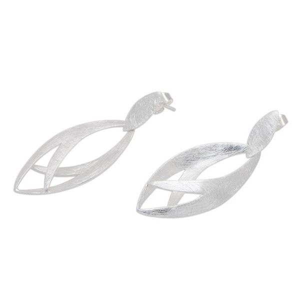 Alternate image for Modern Leafy Sterling Silver Dangle Earrings Platycerium