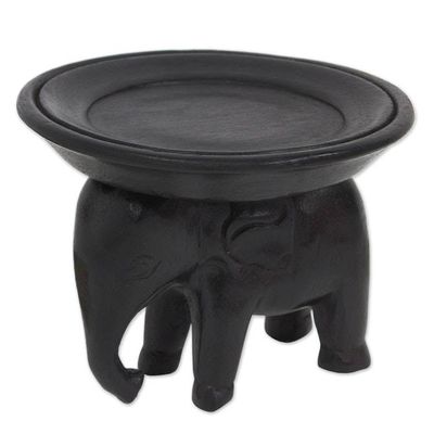 Alternate image for Hand Made Wood Sculpture Elephant Tray from Thailand Majestic Elephant in Black