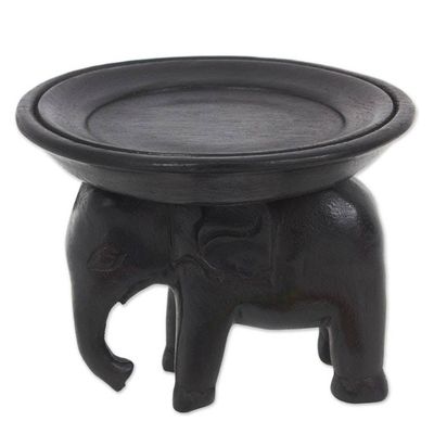 Alternate image for Hand Made Wood Sculpture Elephant Tray from Thailand Majestic Elephant in Black