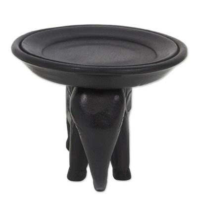Alternate image for Hand Made Wood Sculpture Elephant Tray from Thailand Majestic Elephant in Black
