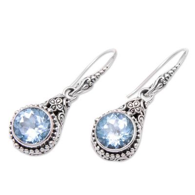 Alternate image for Traditional Dangle Earrings with 10-Carat Blue Topaz Stones Majestic Loyalty
