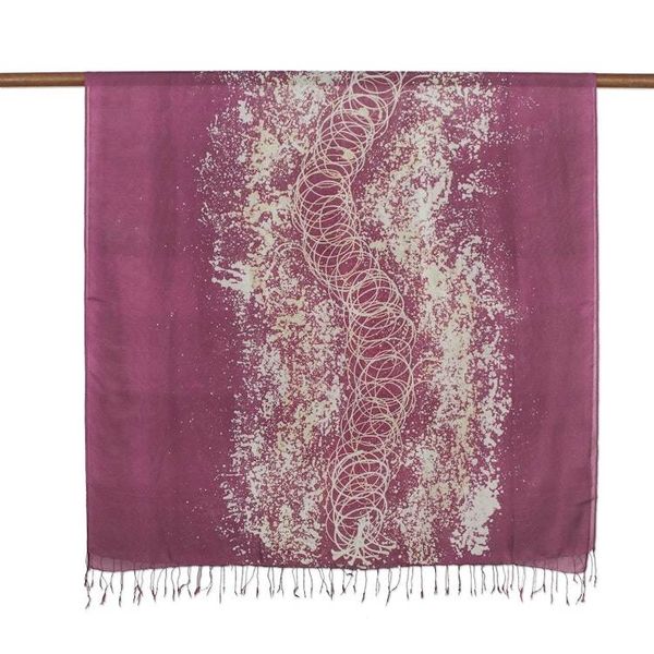 Alternate image for Batik Silk Shawl Fireworks on Maroon
