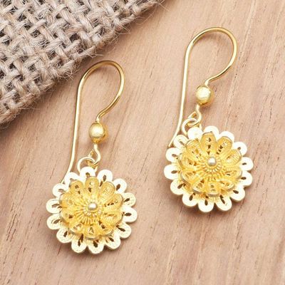 Alternate image for Hand Made Gold-Plated Floral Dangle Earrings Jolly Flower