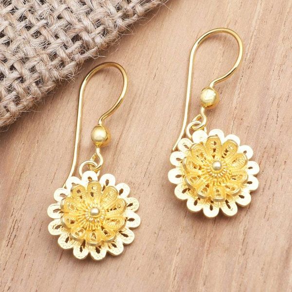 Alternate image for Hand Made Gold-Plated Floral Dangle Earrings Jolly Flower
