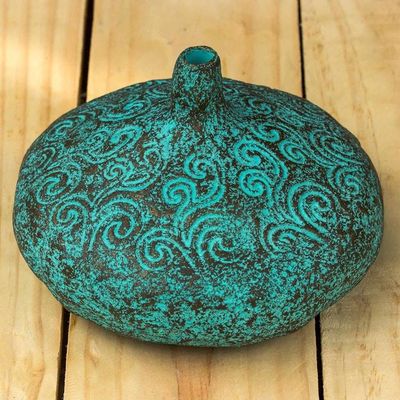 Alternate image for Handmade Decorative Recycled Paper Vase from Thailand Swirling Sea