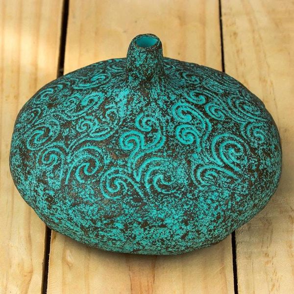 Alternate image for Handmade Decorative Recycled Paper Vase from Thailand Swirling Sea