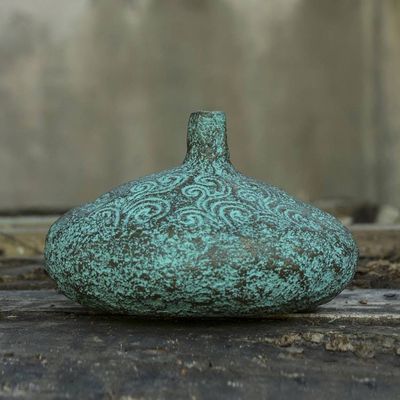 Alternate image for Handmade Decorative Recycled Paper Vase from Thailand Swirling Sea