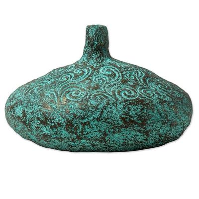 Alternate image for Handmade Decorative Recycled Paper Vase from Thailand Swirling Sea