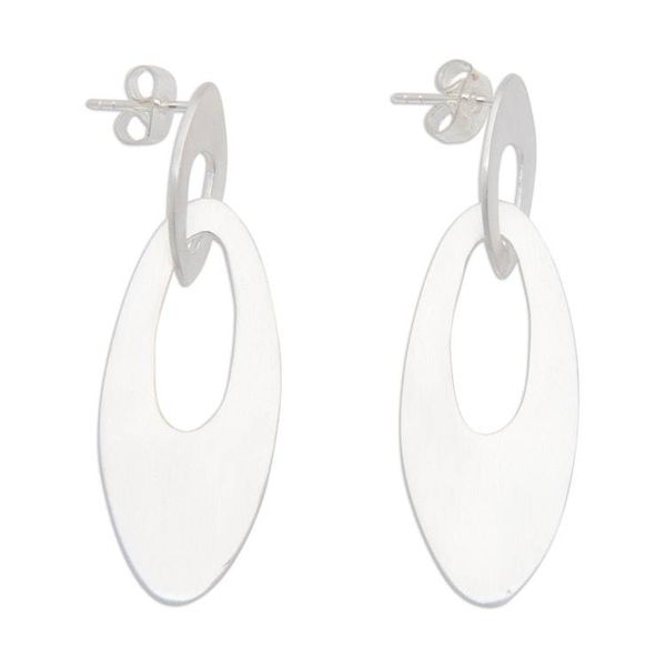 Alternate image for Modern Oval-Shaped Sterling Silver Dangle Earrings Distinguished Oval