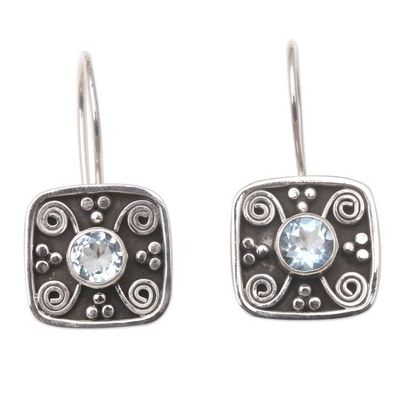 Alternate image for Blue Topaz and Sterling Silver Drop Earrings Odysseys Edge in Blue