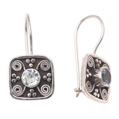 Alternate image for Blue Topaz and Sterling Silver Drop Earrings Odysseys Edge in Blue