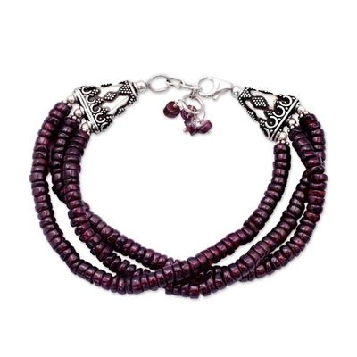Alternate image for Unique Beaded Garnet Bracelet from India Splendor of India