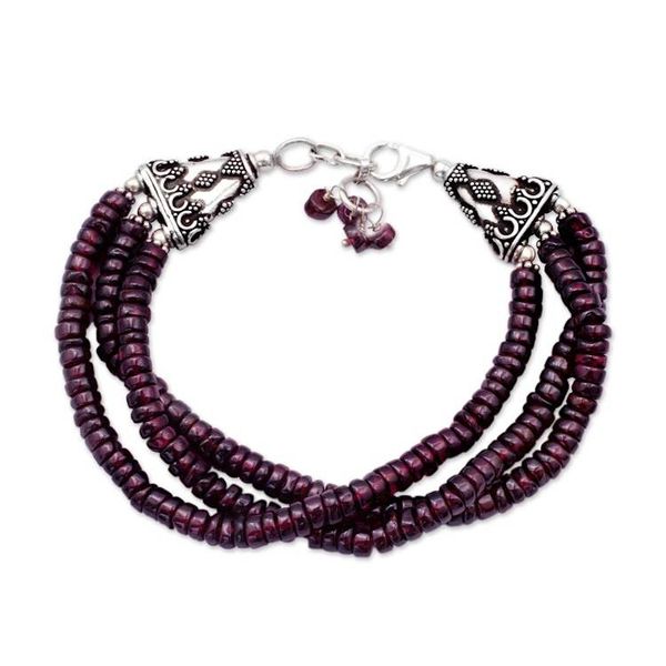 Alternate image for Unique Beaded Garnet Bracelet from India Splendor of India