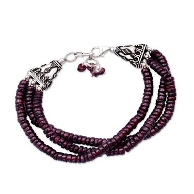Alternate image for Unique Beaded Garnet Bracelet from India Splendor of India