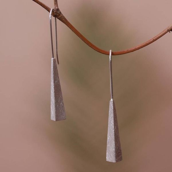 Alternate image for Sterling Silver Pyramid Drop Earrings from Bali Striking Pyramids