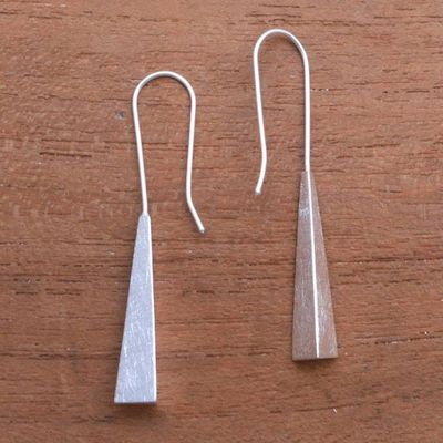 Alternate image for Sterling Silver Pyramid Drop Earrings from Bali Striking Pyramids