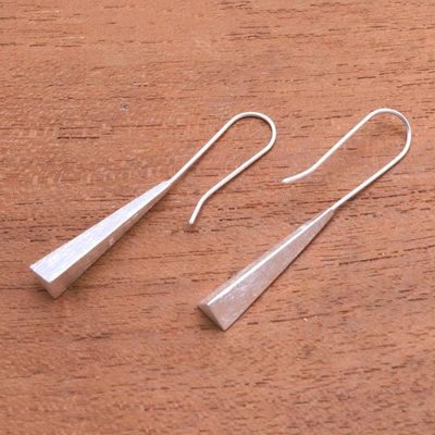 Alternate image for Sterling Silver Pyramid Drop Earrings from Bali Striking Pyramids
