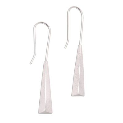 Alternate image for Sterling Silver Pyramid Drop Earrings from Bali Striking Pyramids