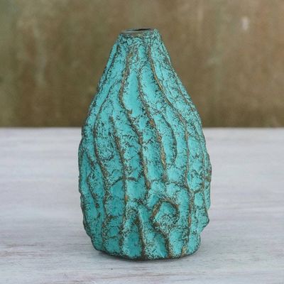 Primary image for Wave Motif Recycled Paper Decorative Vase from Thailand Mystic Mountain