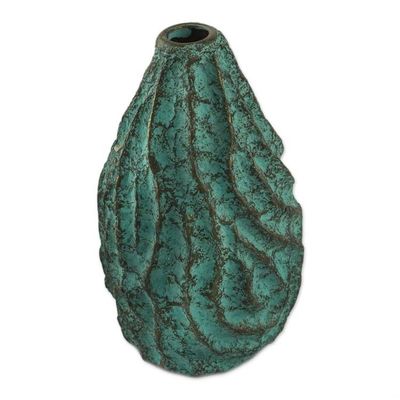 Alternate image for Wave Motif Recycled Paper Decorative Vase from Thailand Mystic Mountain